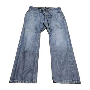 Hawk Jeans‎ Mens 36x30 Blue Medium Wash Cotton Slim Fit Straight Denim Casual